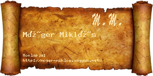 Móger Miklós névjegykártya
